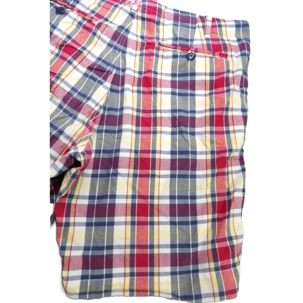 Y2K Polo Jeans Co Ralph Lauren Plaid‎ Shorts Men 38 Red Blue Cotton Chino Preppy
